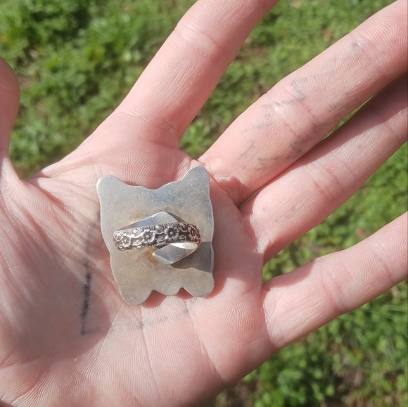 HUGE Opal and Turquoise Sterling Silver Butterfly Ring Size 8 - Picture 2 of 2